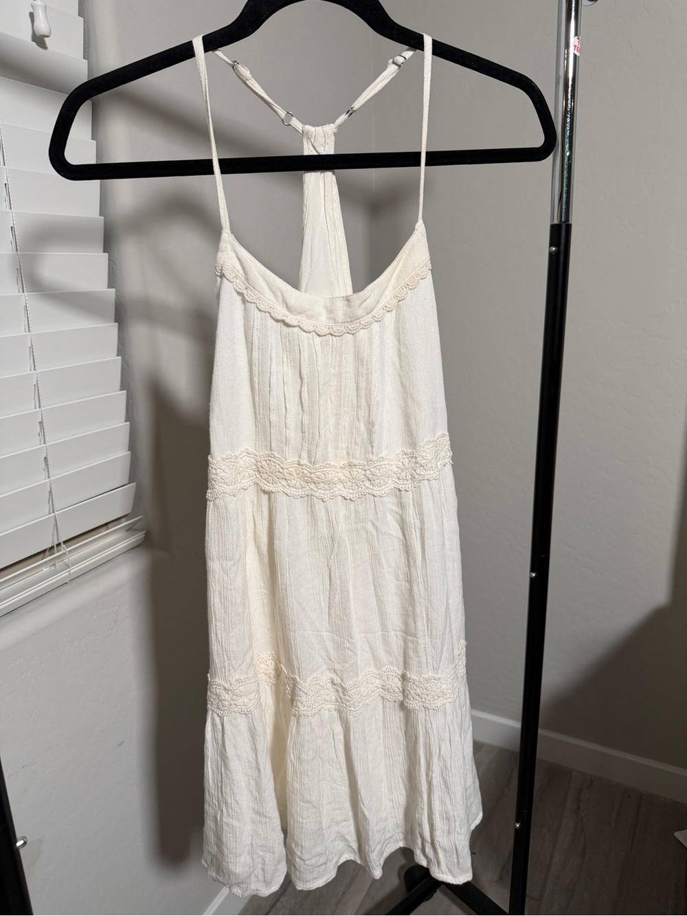 Hollister Cream Lace-Trim Maxi Sundress